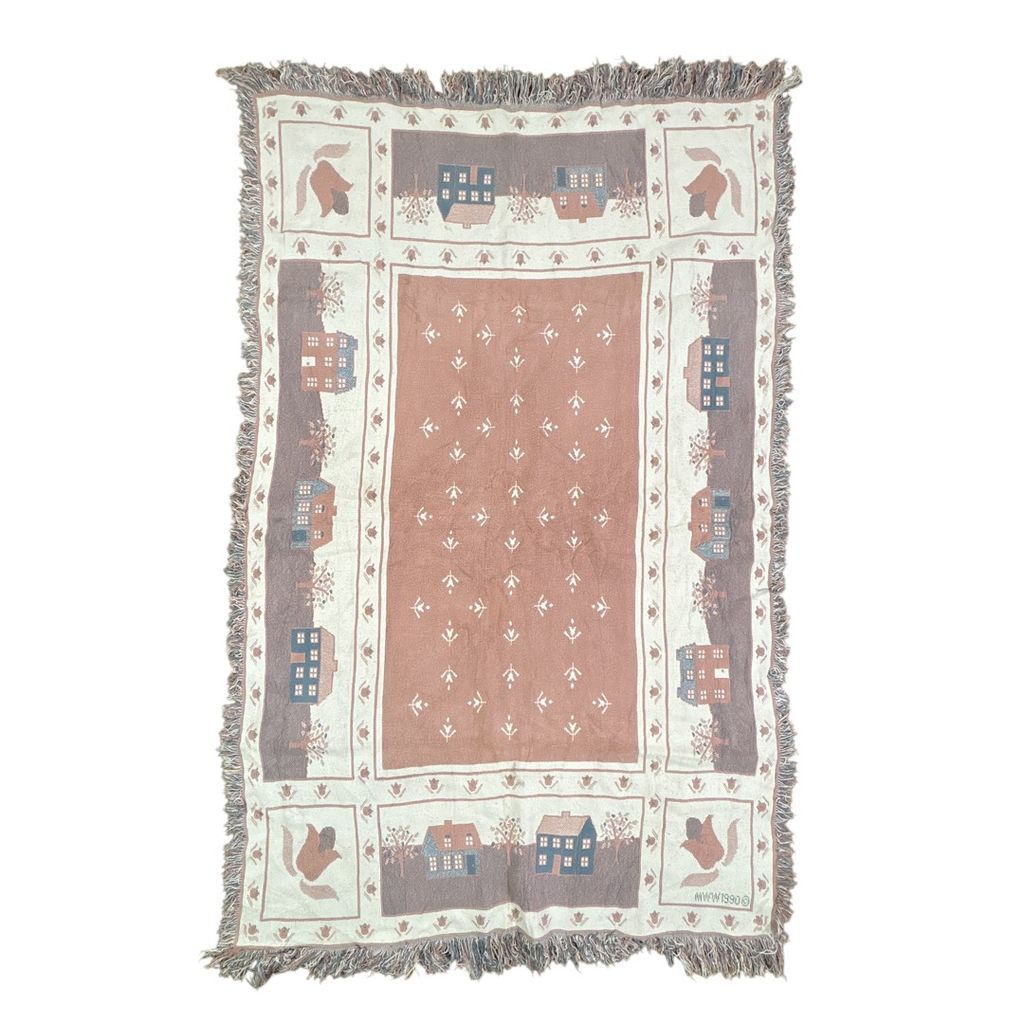 ヴィンテージラグ マルチカバー スコットランド vintageラグ ブランケット マルチカバー タペストリー スクエア ドット