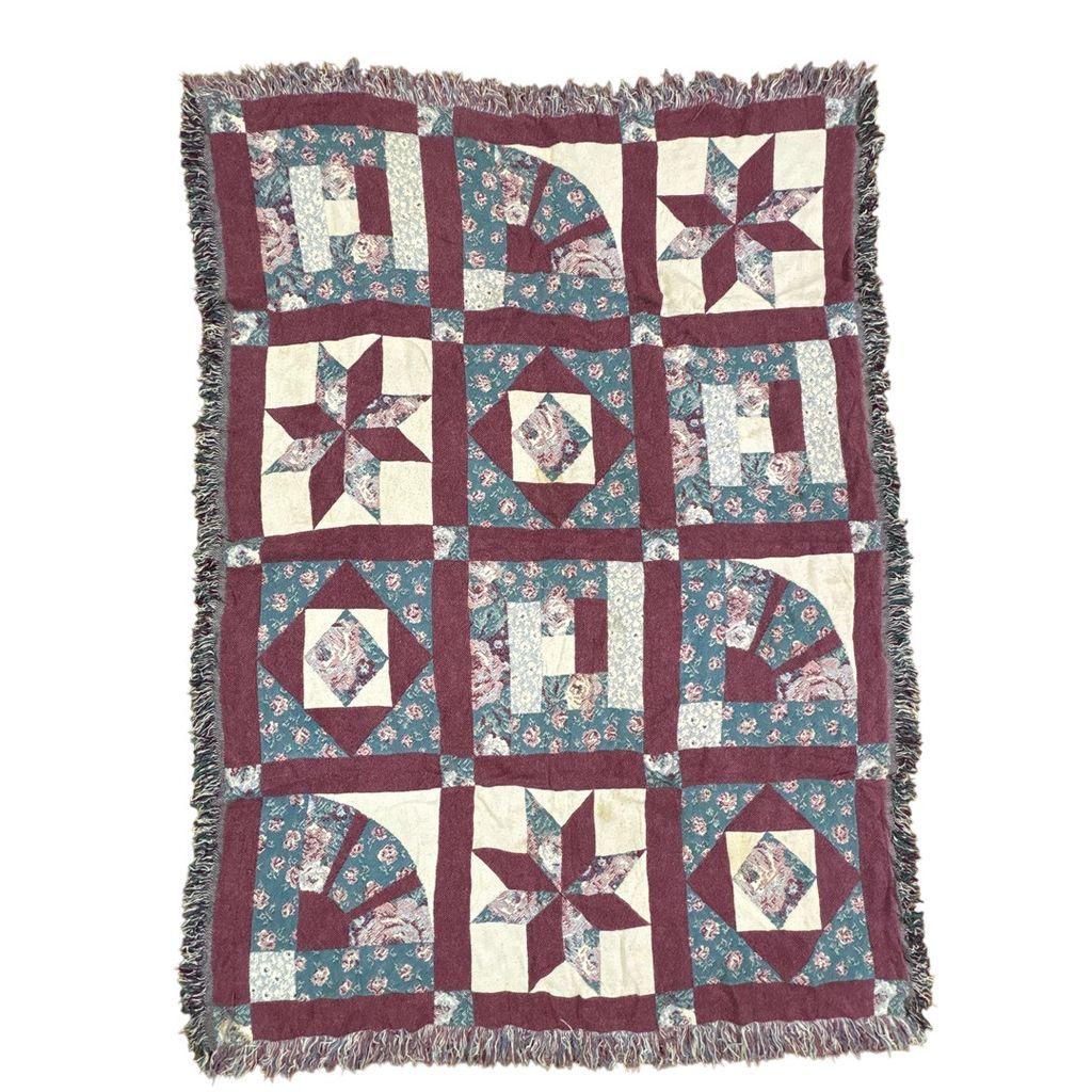 ラグ ブランケット マルチカバー タペストリー フラワー 花 幾何学模様 Rug Throw Blanket Rose Flower Geometric 2416