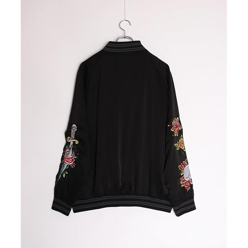 WESTSEA Ed Hardy エドハーディー スカジャン スタジャン ブルゾン アウター 刺繍 メンズ レディース M ブラック|レッド|薔薇 0