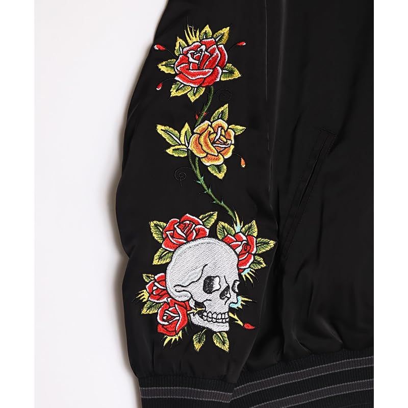  WESTSEA Ed Hardy エドハーディー スカジャン スタジャン ブルゾン アウター 刺繍 メンズ レディース M ブラック|レッド|薔薇 0 コート ジャケット ファッション