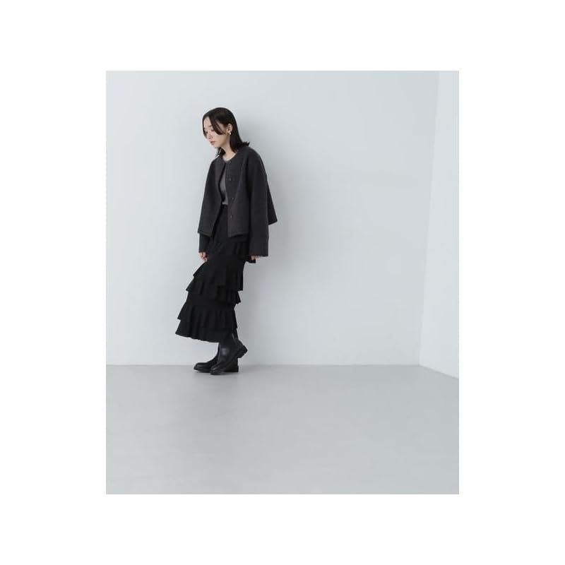 ノーカラーウェーブシャギーブルゾン 0