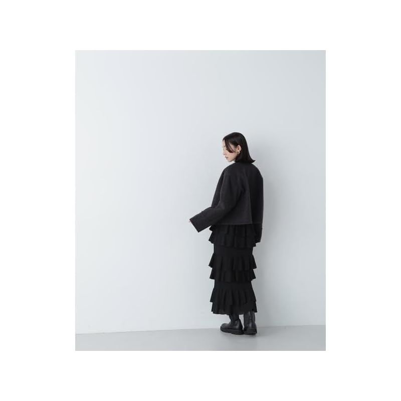  ノーカラーウェーブシャギーブルゾン 0 コート ジャケット ファッション