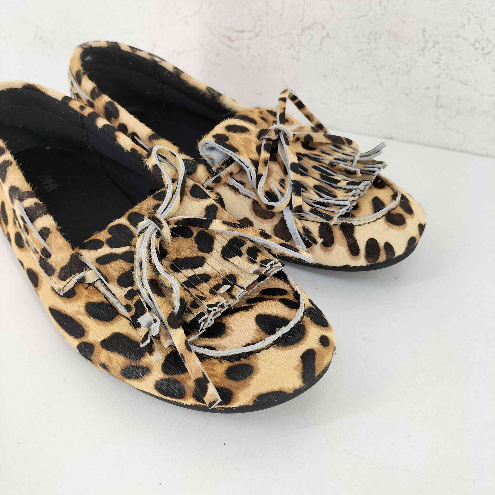 ザラ ZARA ハラコ レオパード ローファー レディース EUR：38 - メルカリ