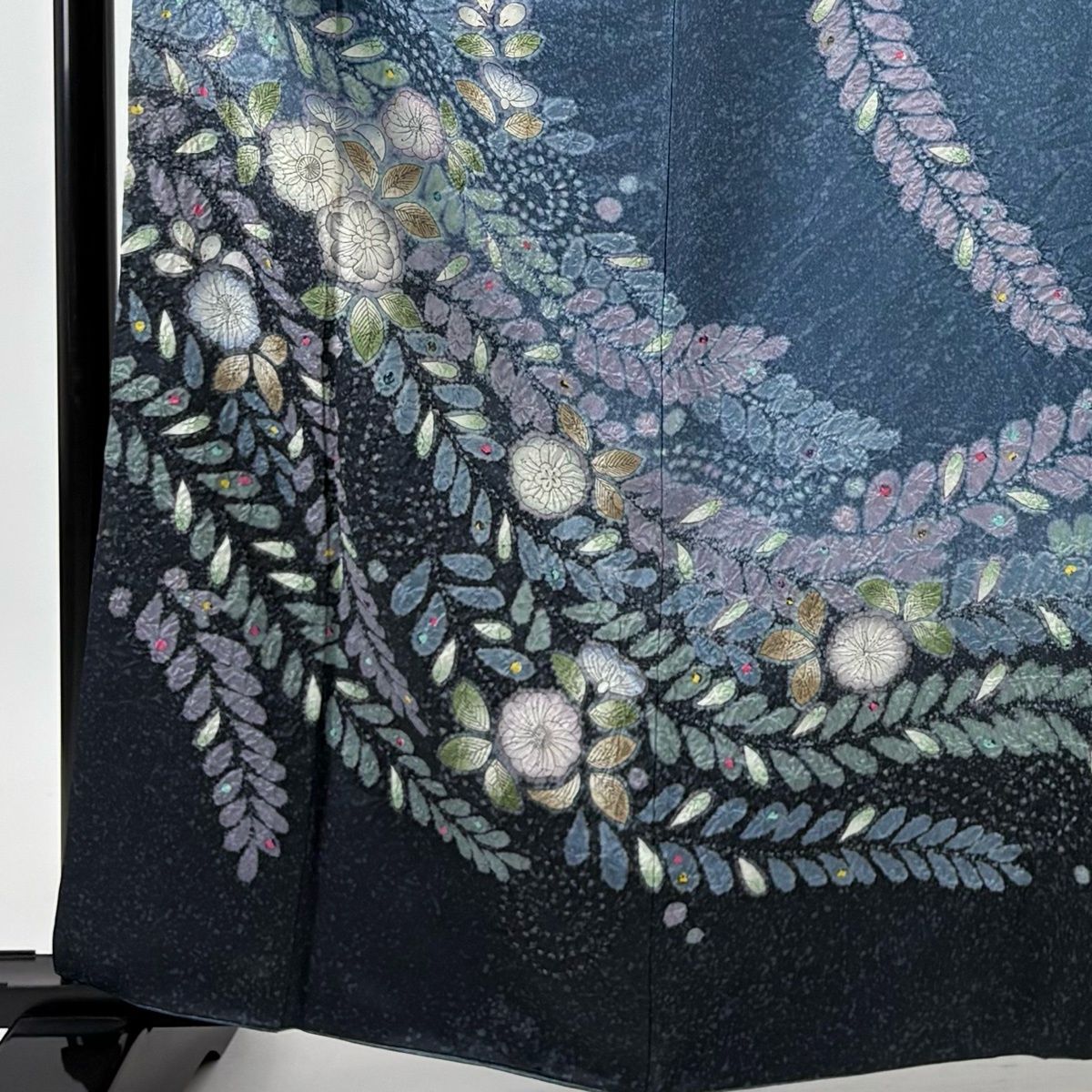 訪問着 身丈162 cm 裄丈64 M 袷 辻が花 青灰色 正絹 名品