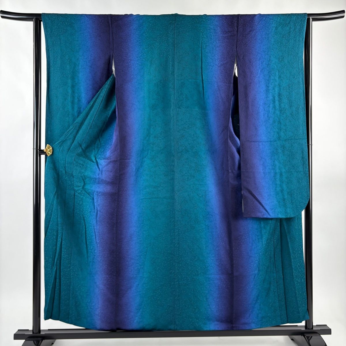 振袖 身丈155.5 cm 裄丈63.5 S 袷 やまと 地紋 縦ぼかし 緑 正絹 名品