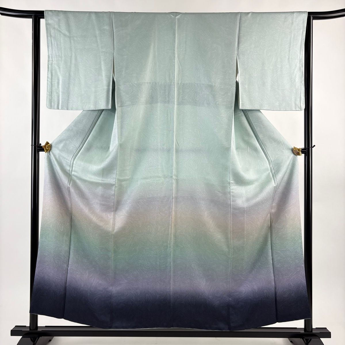 付下げ 身丈155.5 cm 裄丈62 S 袷 墨流し 染め分け 薄緑 正絹 名品