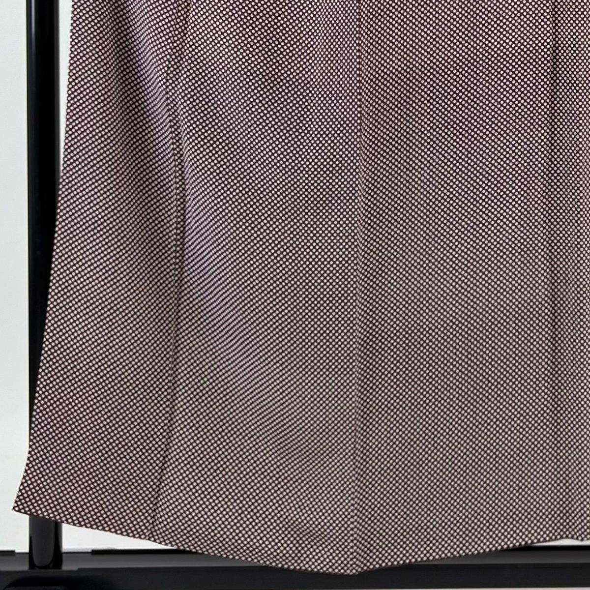 小紋 身丈153.5 cm 裄丈62 S 袷 落款 ドット 縮緬 小豆色 正絹 名品