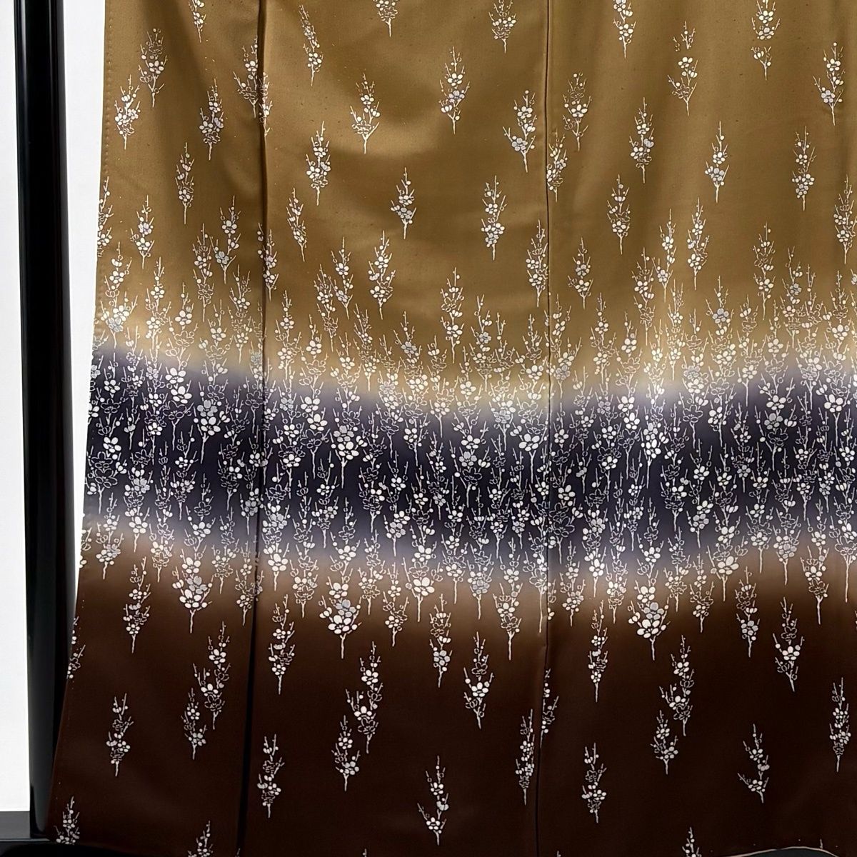 付下げ 身丈160 cm 裄丈63.5 S 袷 枝梅 ぼかし 染め分け 茶色 正絹 秀品