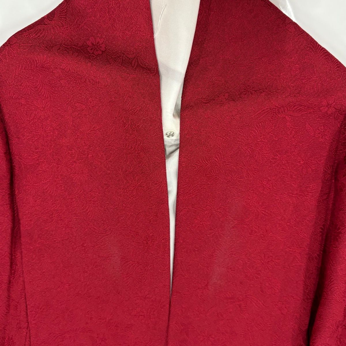  振袖 身丈162 cm 裄丈70.5 L 袷 やまと 地紋 赤 正絹 秀品 振袖 着物