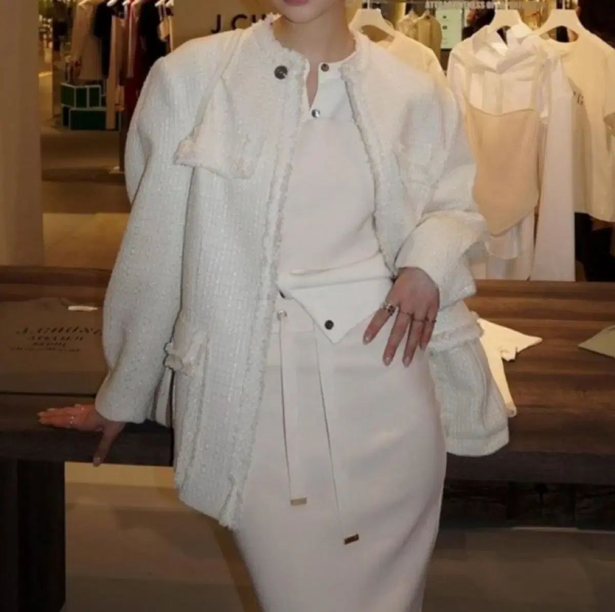 J.Chung Anubis Tweed Jacket_ivory