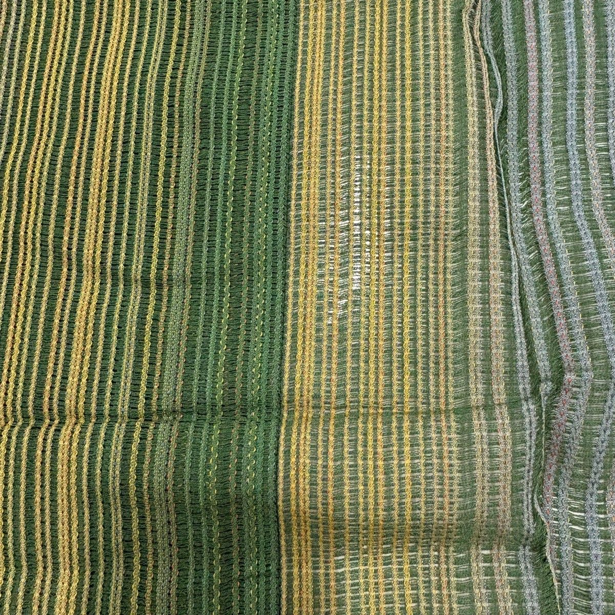  道中着 身丈80 cm 裄丈60.5 S 和装コート 着物衿 本泥染 証紙 縞 緑 正絹 秀品 羽織 着物 浴衣