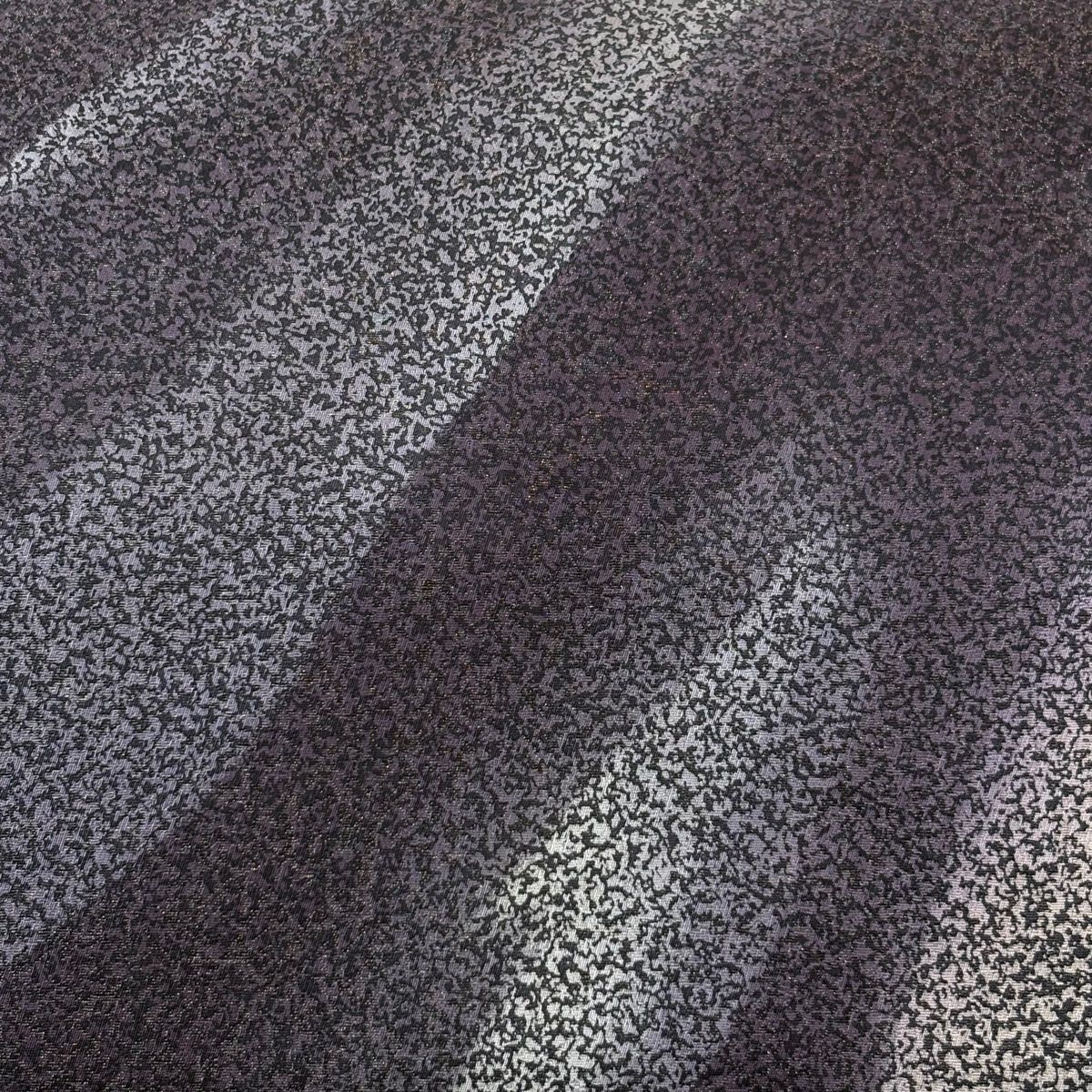 名古屋帯 名品 幾何学模様 銀糸 ぼかし 灰色 正絹