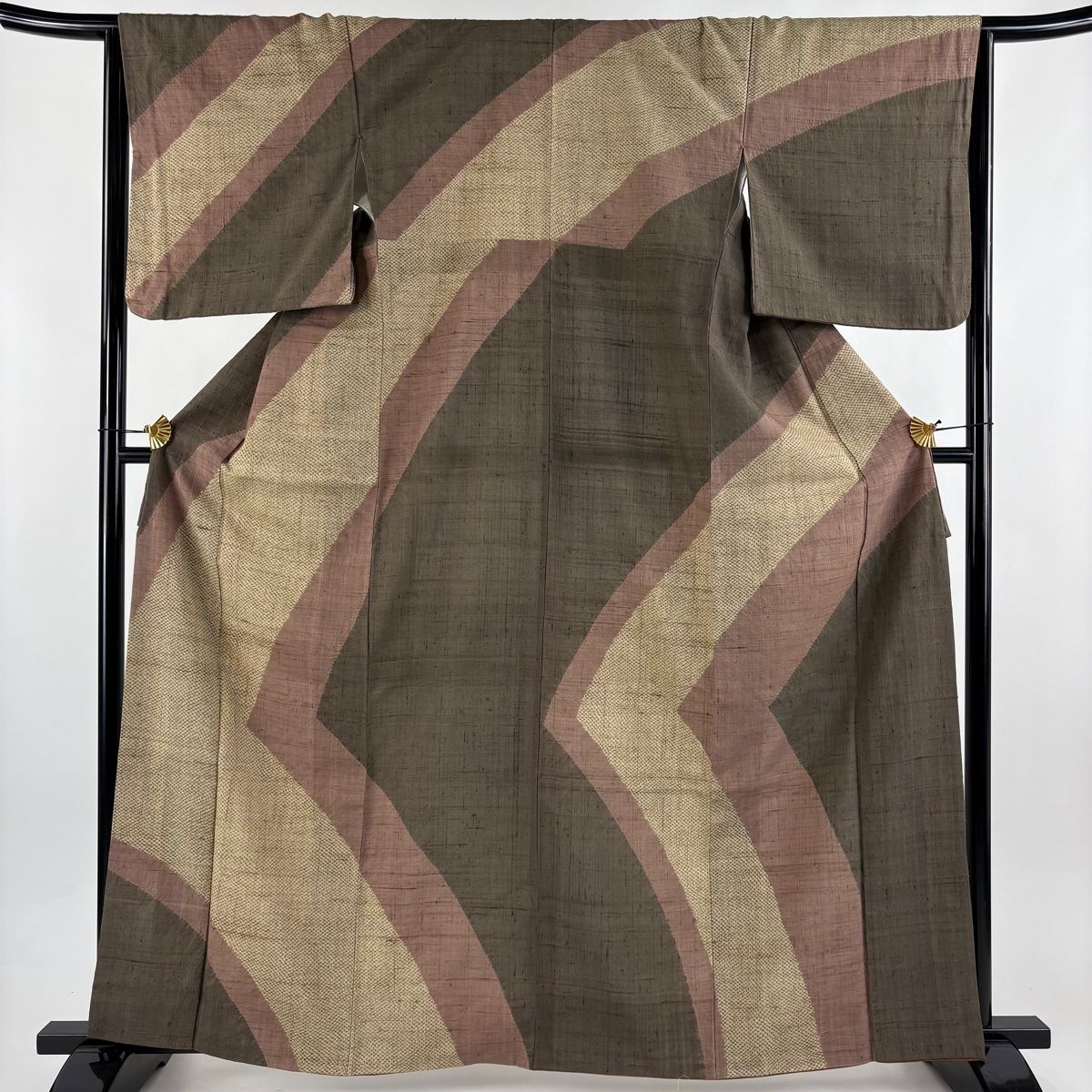 訪問着 身丈164 cm 裄丈65 M 袷 疋田 幾何学模様 茶色 正絹 名品