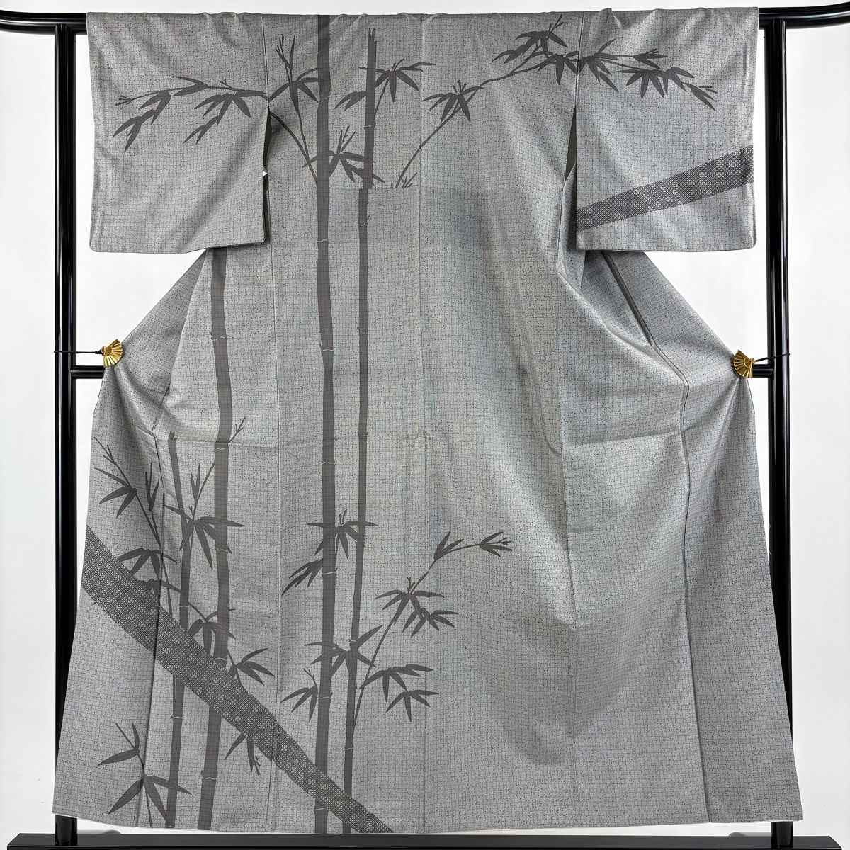 訪問着 身丈156.5cm 裄丈62.5cm S 袷 川村久太郎 紬地 落款 竹 格子