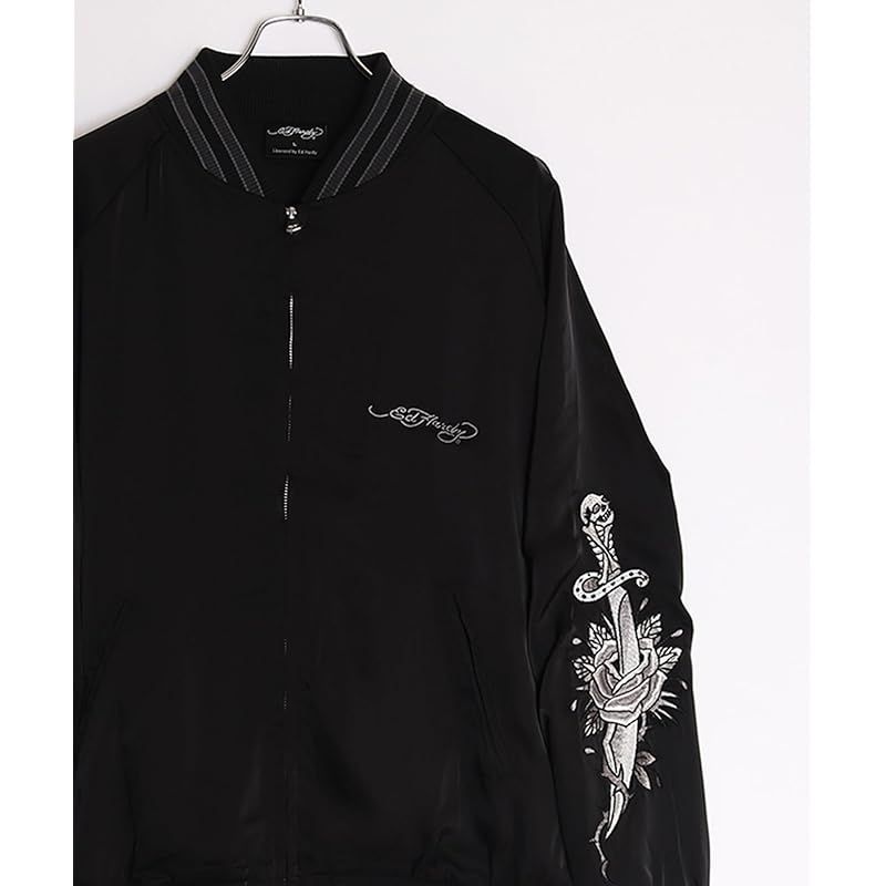 Ed Hardy エドハーディー スカジャン スタジャン ブルゾン アウター 刺繍 メンズ レディース M ブラック|グレー|薔薇