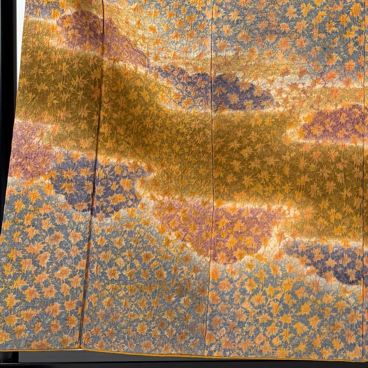訪問着 身丈157 cm 裄丈63 S 袷 紬地 霞 幾何学 ぼかし 染め分け 山吹色 正絹 名品