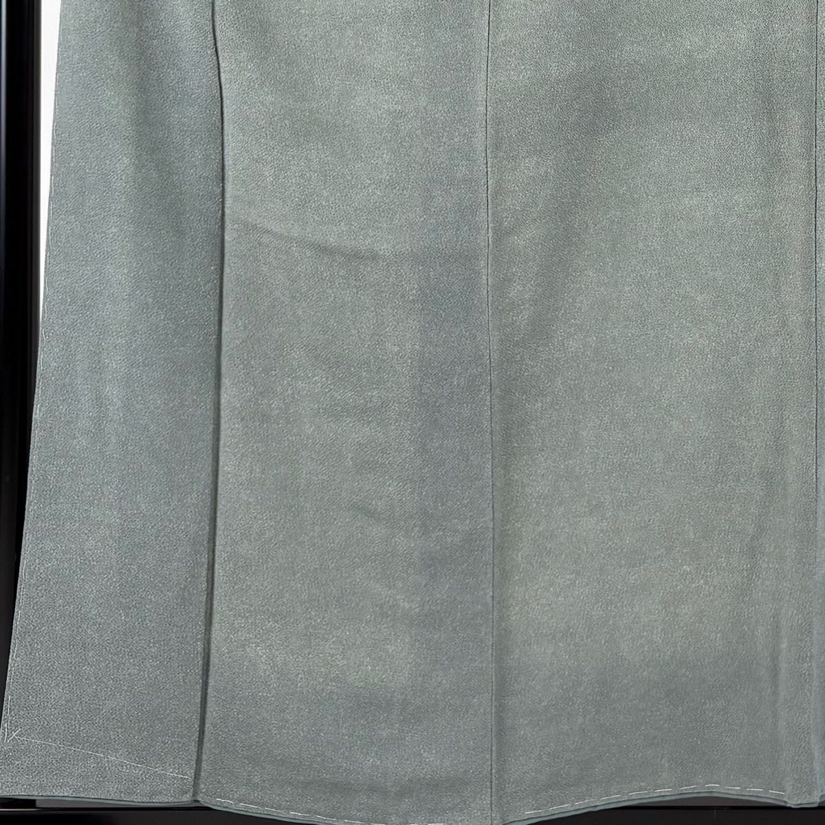 江戸小紋 身丈155 cm 裄丈64.5 M 袷 落款 鮫 縮緬 灰緑 正絹 名品 一つ紋