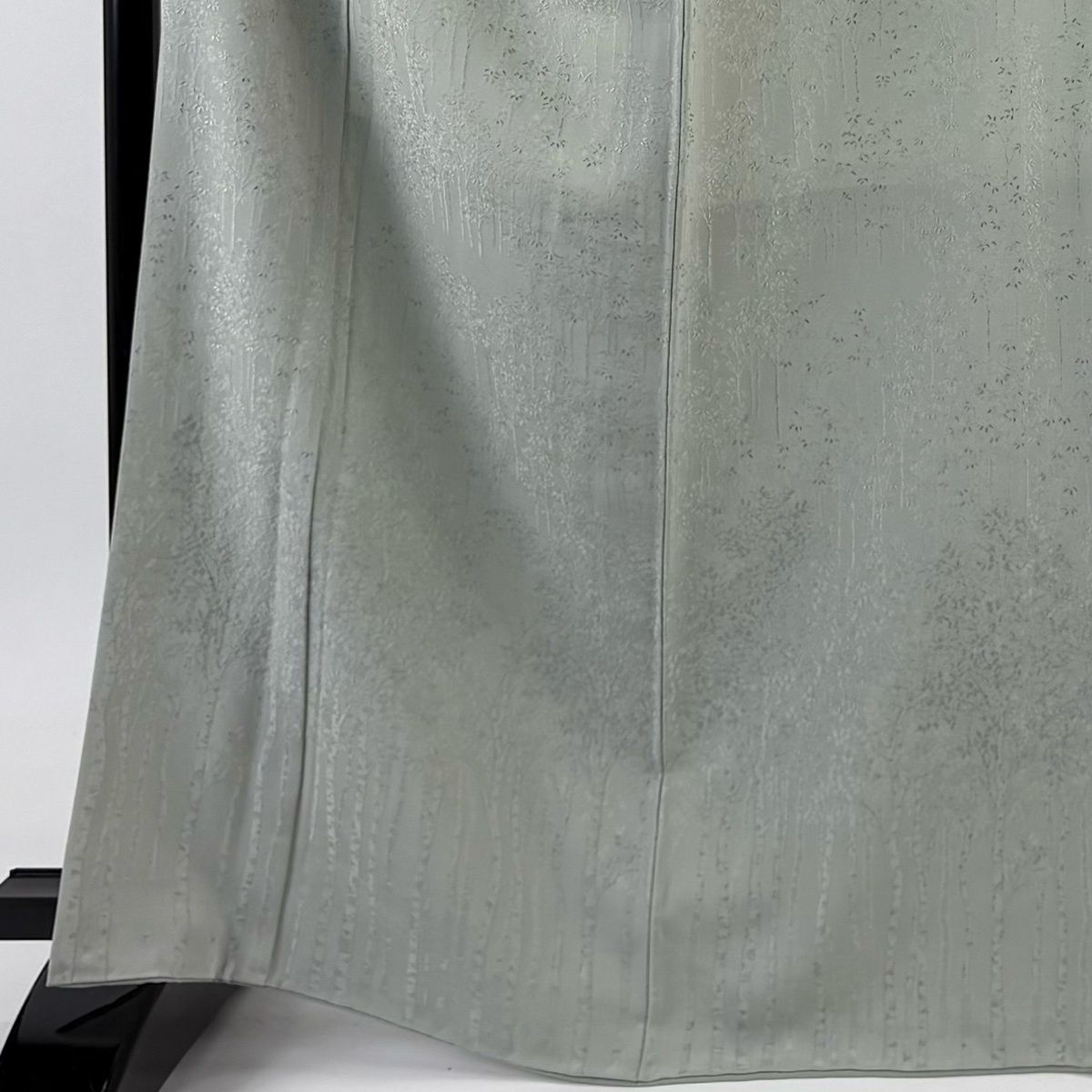 色無地 身丈166.5 cm 裄丈70.5 L 袷 北出与三郎 落款 地紋 灰緑 正絹 名品