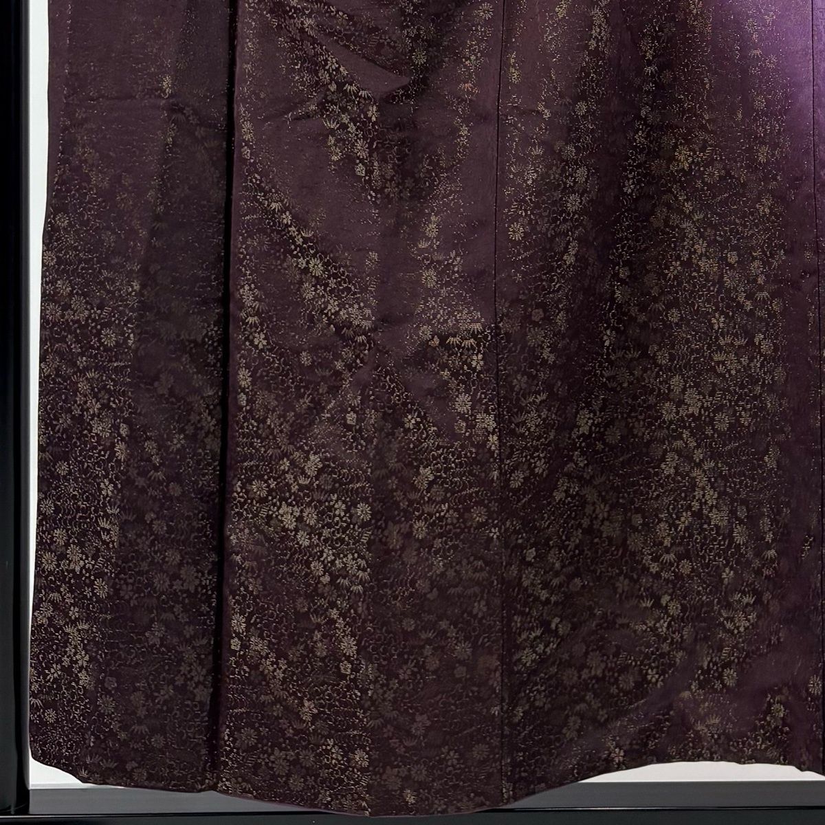 付下げ 身丈155 cm 裄丈68 L 袷 菊 笹 金通し 濃紫 正絹 名品