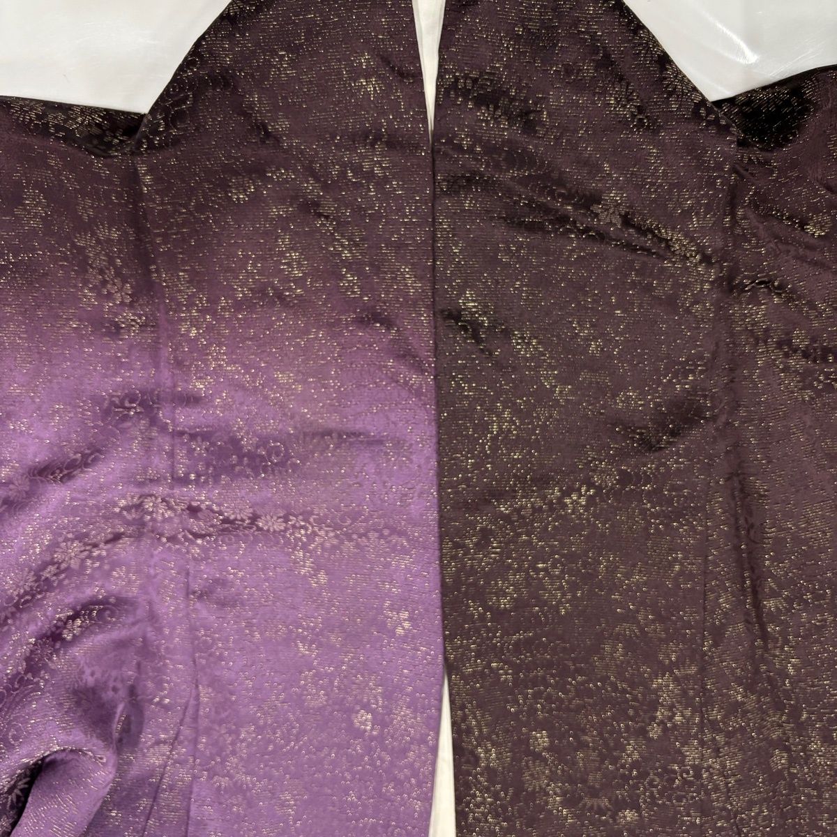  付下げ 身丈155 cm 裄丈68 L 袷 菊 笹 金通し 濃紫 正絹 名品 訪問着 付け下げ 着物