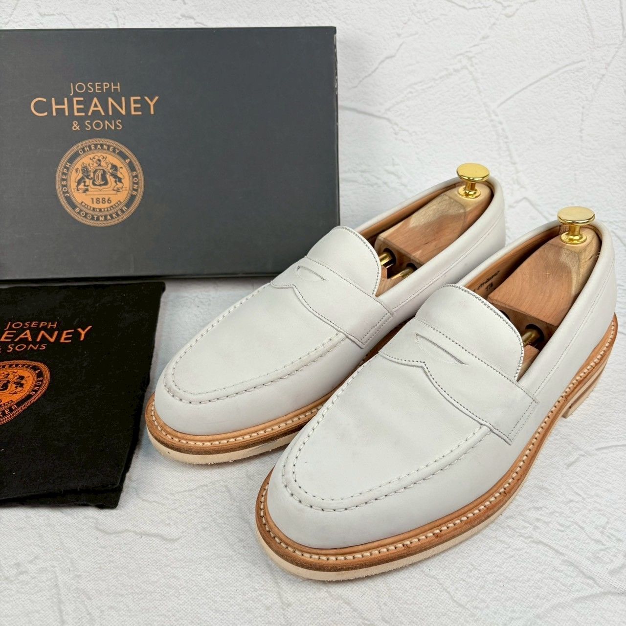 JOSEPH CHEANEY AND SONS ジョセフチーニーアンドサンズ HUDSON ハドソン コインローファー 白 ホワイト UK 7.5 | 26.5 cm W 3275