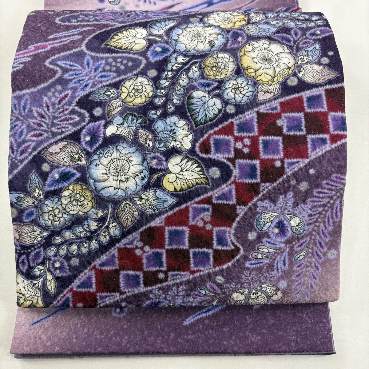 美品】 袋帯 名品 辻が花 霞 箔 紫 お太鼓柄 正絹 【中古】 - メルカリ