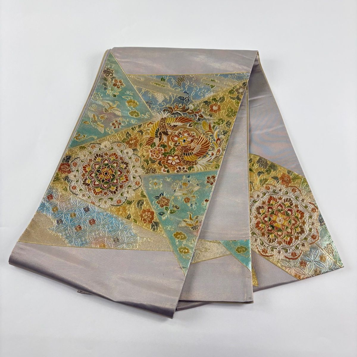 袋帯 名品 華文 鳳凰 螺鈿 金銀彩 金色 お太鼓柄 正絹 【中古】 - メルカリ