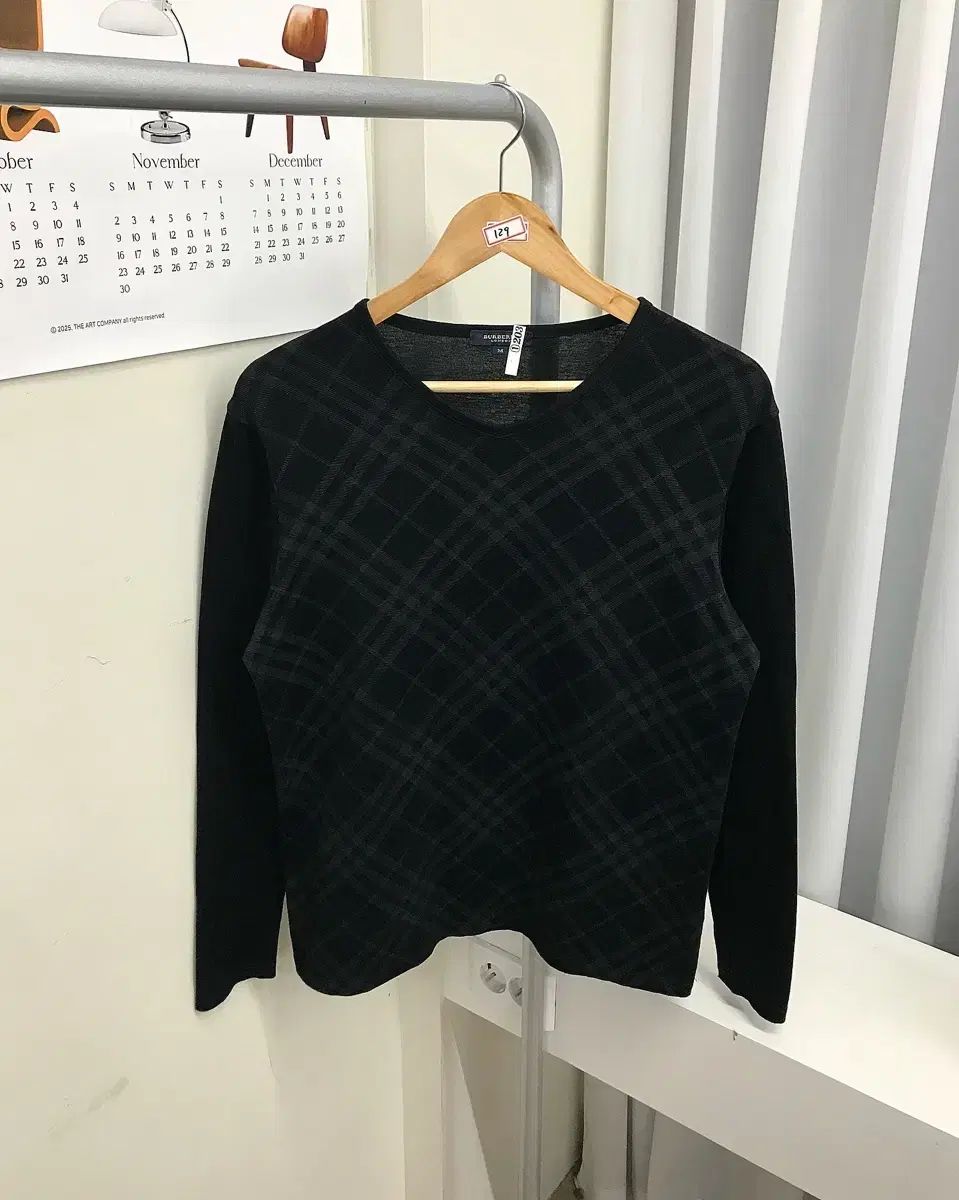 バーバリー ブラック 斜めボーダー CHECK 長袖Tシャツ