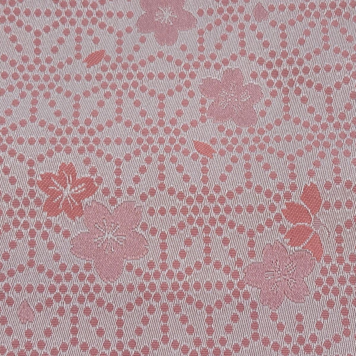 半幅帯 優品 桜 麻の葉 薄ピンク 化繊