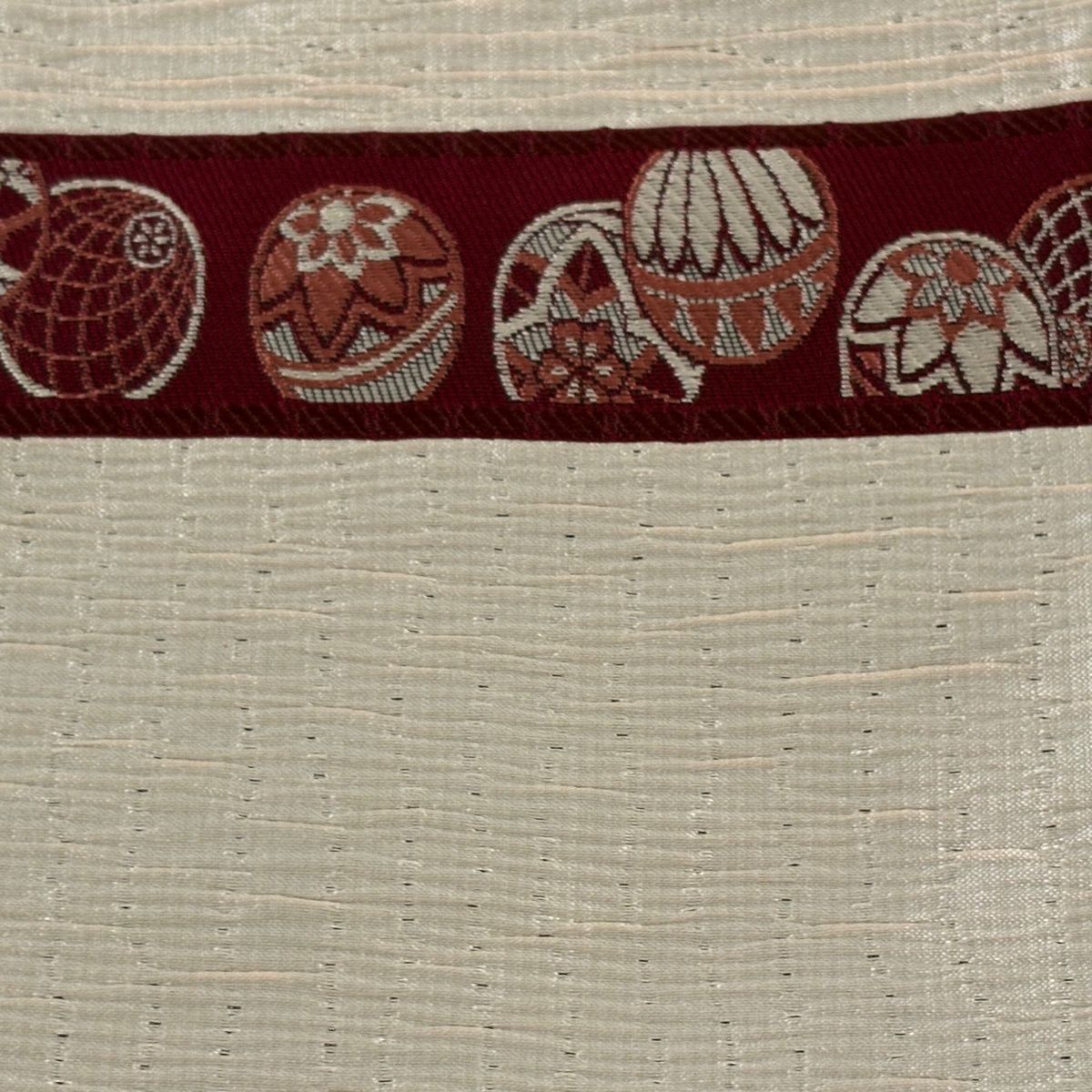 半幅帯 優品 鞠 花びら ベージュ 化繊