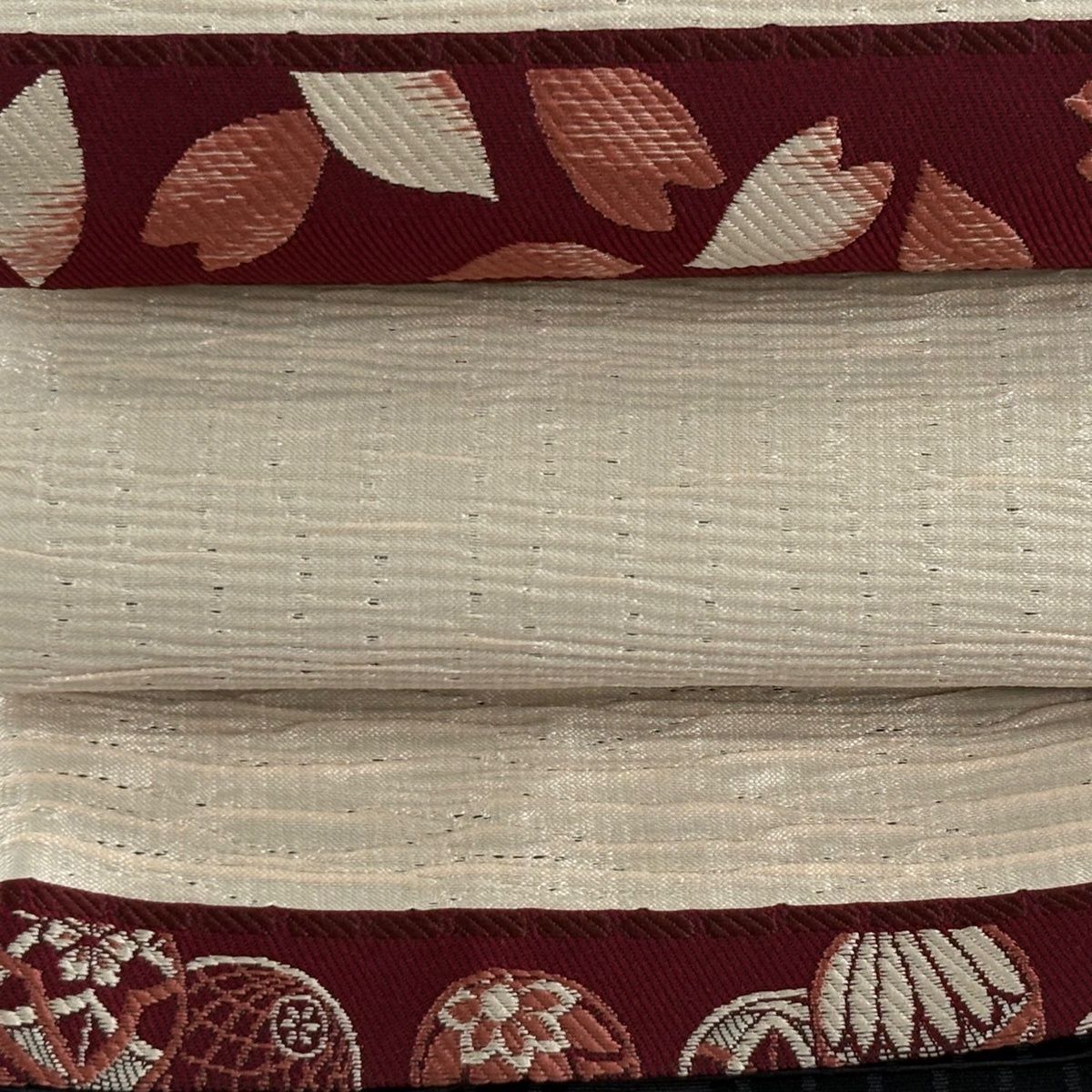  半幅帯 優品 鞠 花びら ベージュ 化繊 半巾 半幅 小袋帯 帯