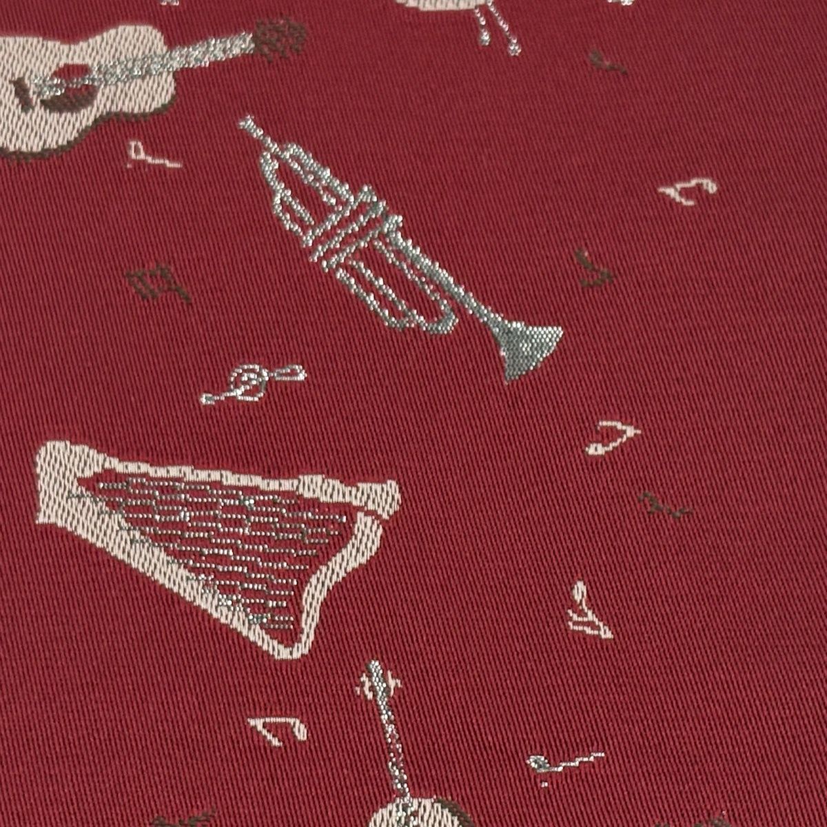 半幅帯 優品 楽器 音符 えんじ色 化繊