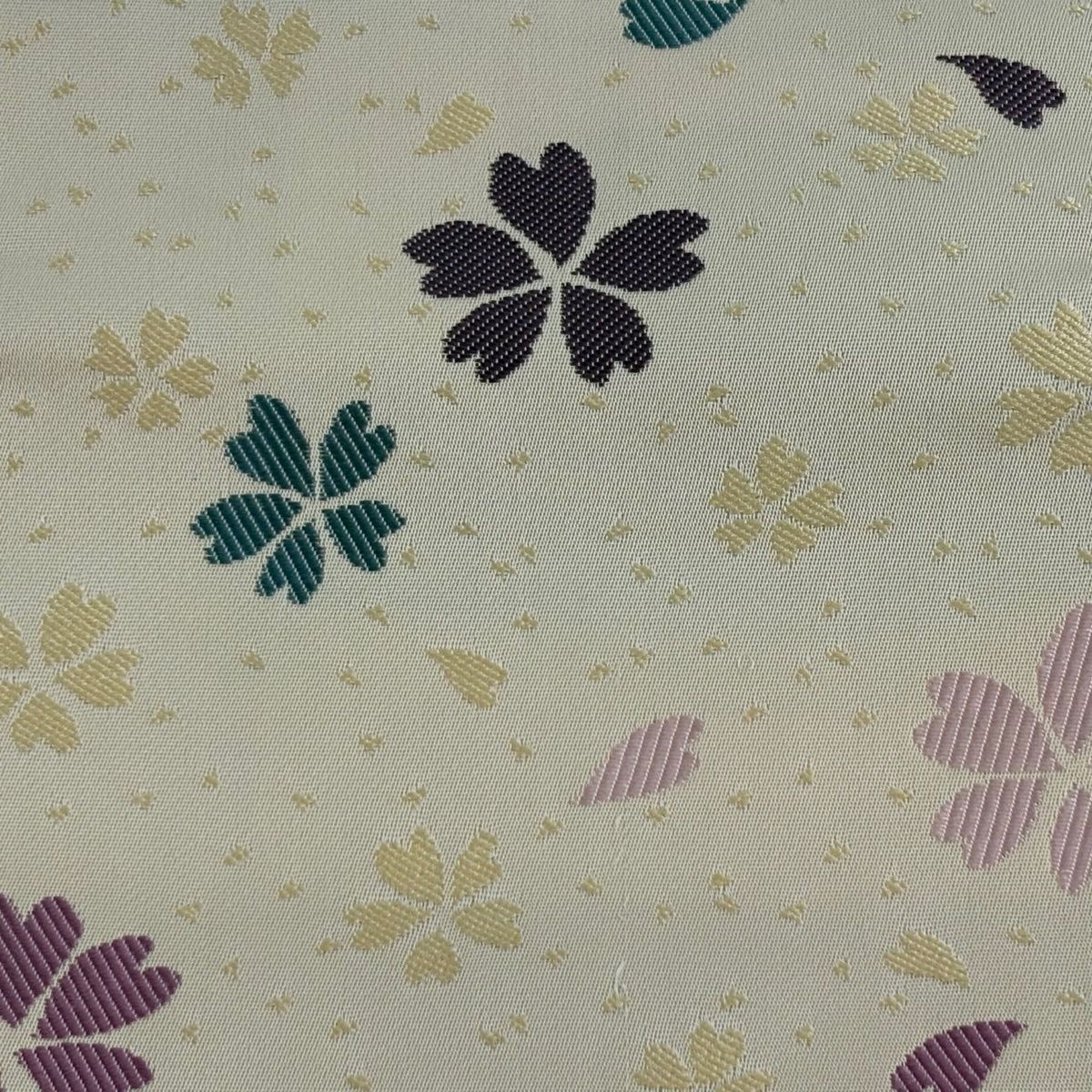半幅帯 優品 想屋 桜 花びら ベージュ 化繊