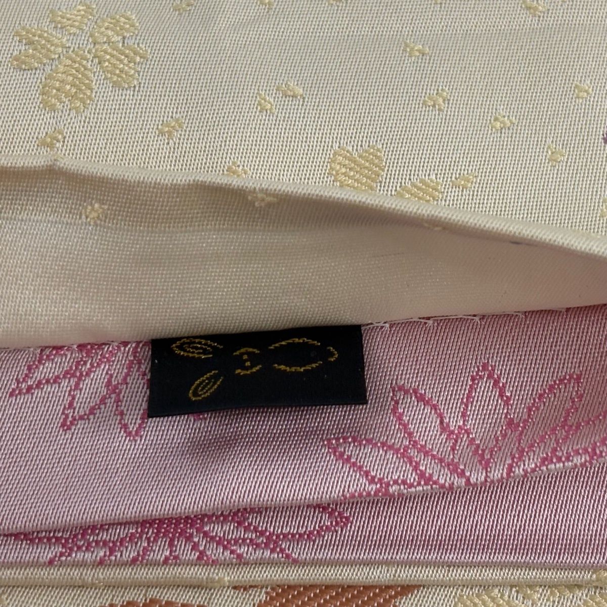  半幅帯 優品 想屋 桜 花びら ベージュ 化繊 半巾 半幅 小袋帯 帯