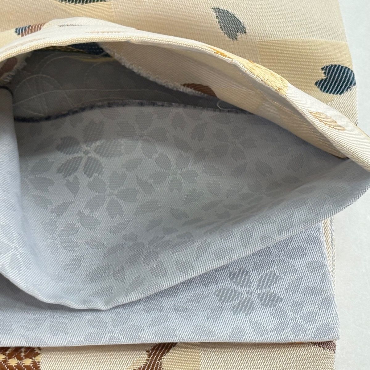  半幅帯 優品 桜 ひょうたん 薄茶色 化繊 半巾 半幅 小袋帯 帯