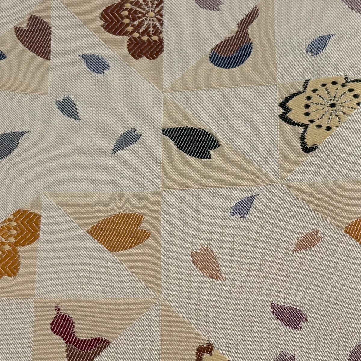 半幅帯 優品 桜 ひょうたん 薄茶色 化繊