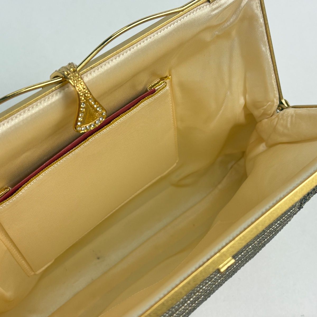  和装バッグ 優品 ビーズバッグ フォーマル 花唐草 縞 ベージュ ビーズ 和装小物 和装用バッグ 着物 浴衣