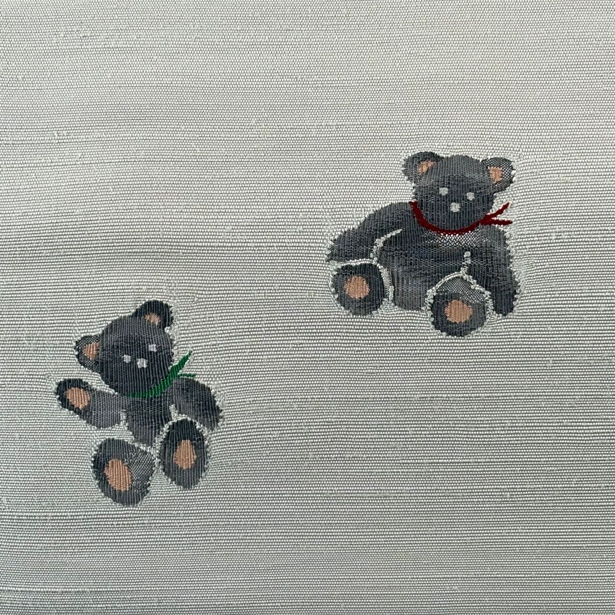 名古屋帯 名品 八寸名古屋帯 松葉仕立て 熊 灰白 正絹