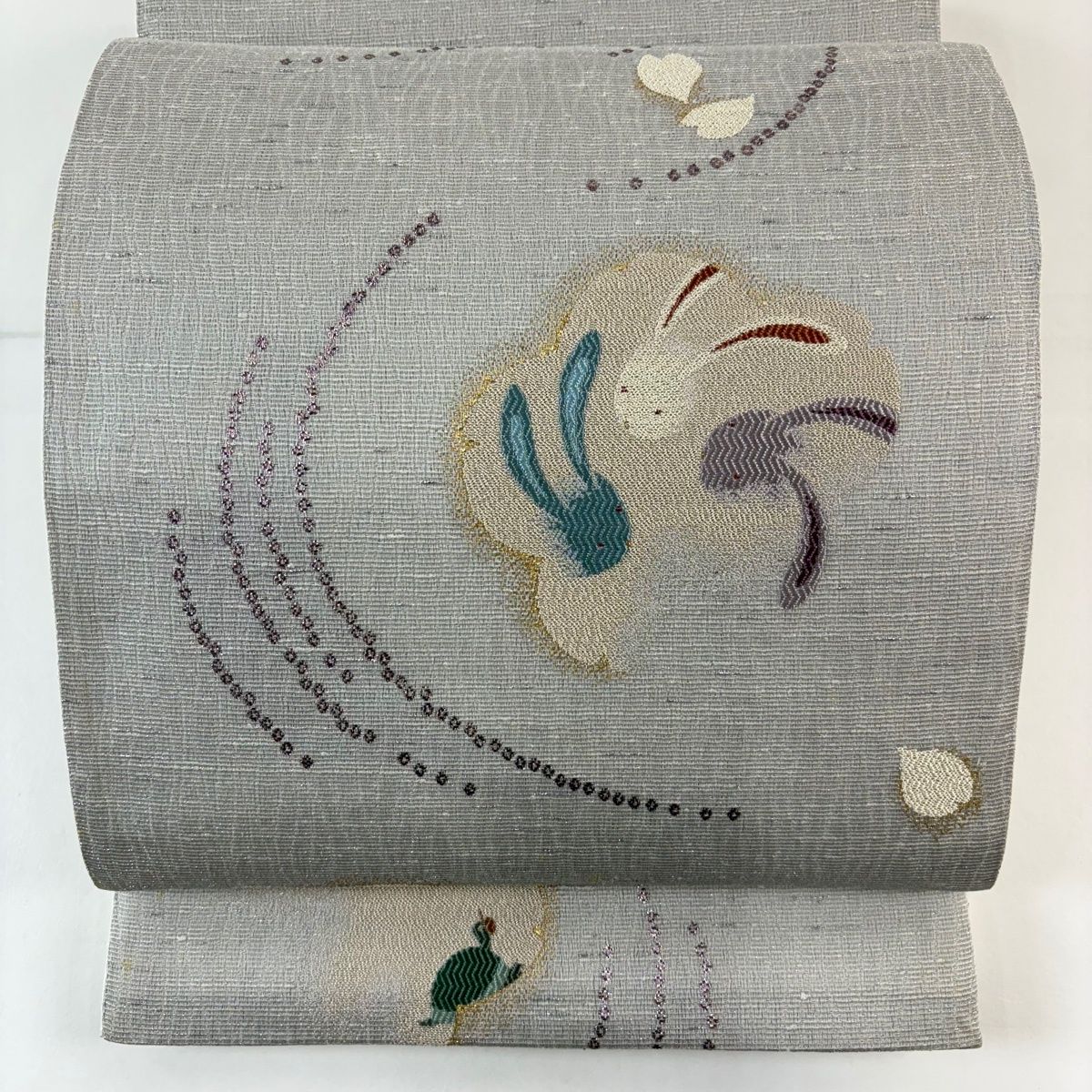 袋帯 名品 うさぎ 桜 箔 銀糸 灰色 六通 正絹 【中古】 - メルカリ