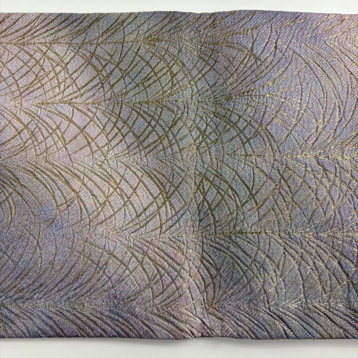  袋帯 名品 大王松 金糸 箔 灰紫 全通 正絹 袋帯 帯