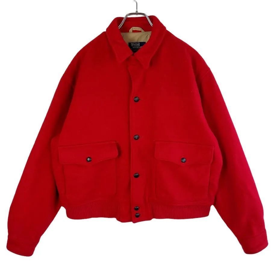 【90s】ポロバイラルフローレン メルトンブルゾン ロゴ刺繍 ウール グレー S 90s】ポロバイラルフローレン メルトンブルゾン ロゴ刺繍 ウール グレー S