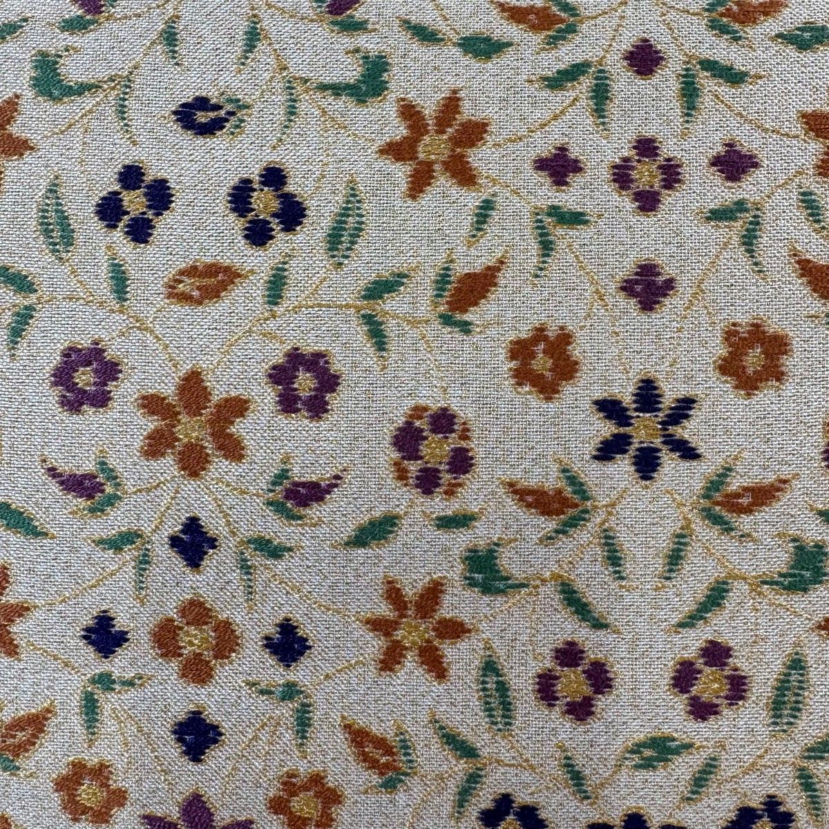 袋帯 名品 草花 金糸 銀糸 クリーム 六通 正絹