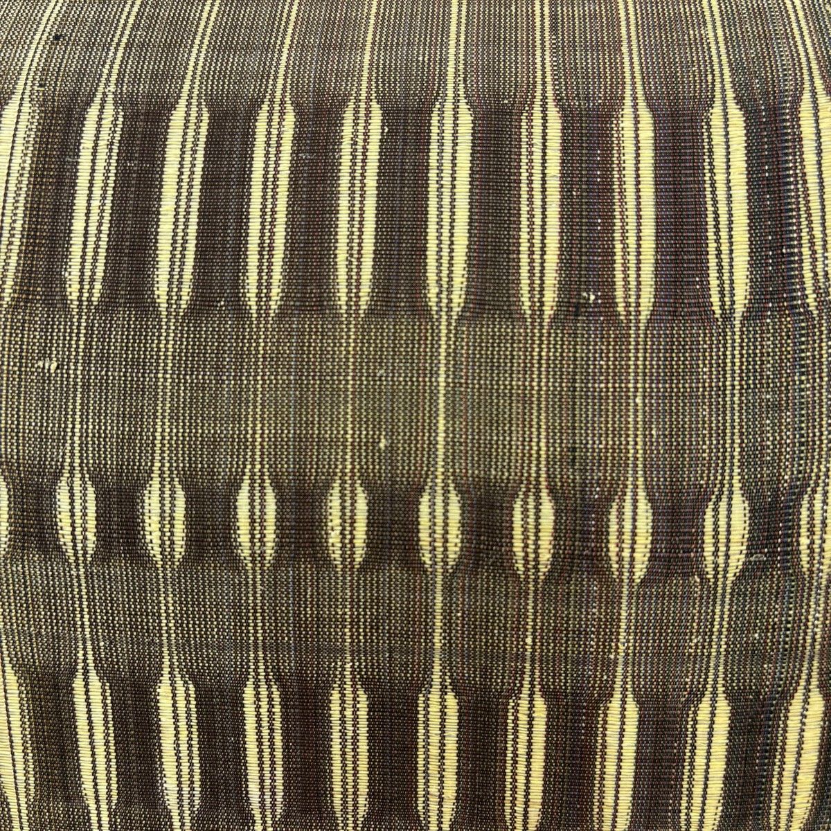 袋帯 名品 落款 みなみ修郎 幾何学模様 縞模様 灰色 全通 正絹