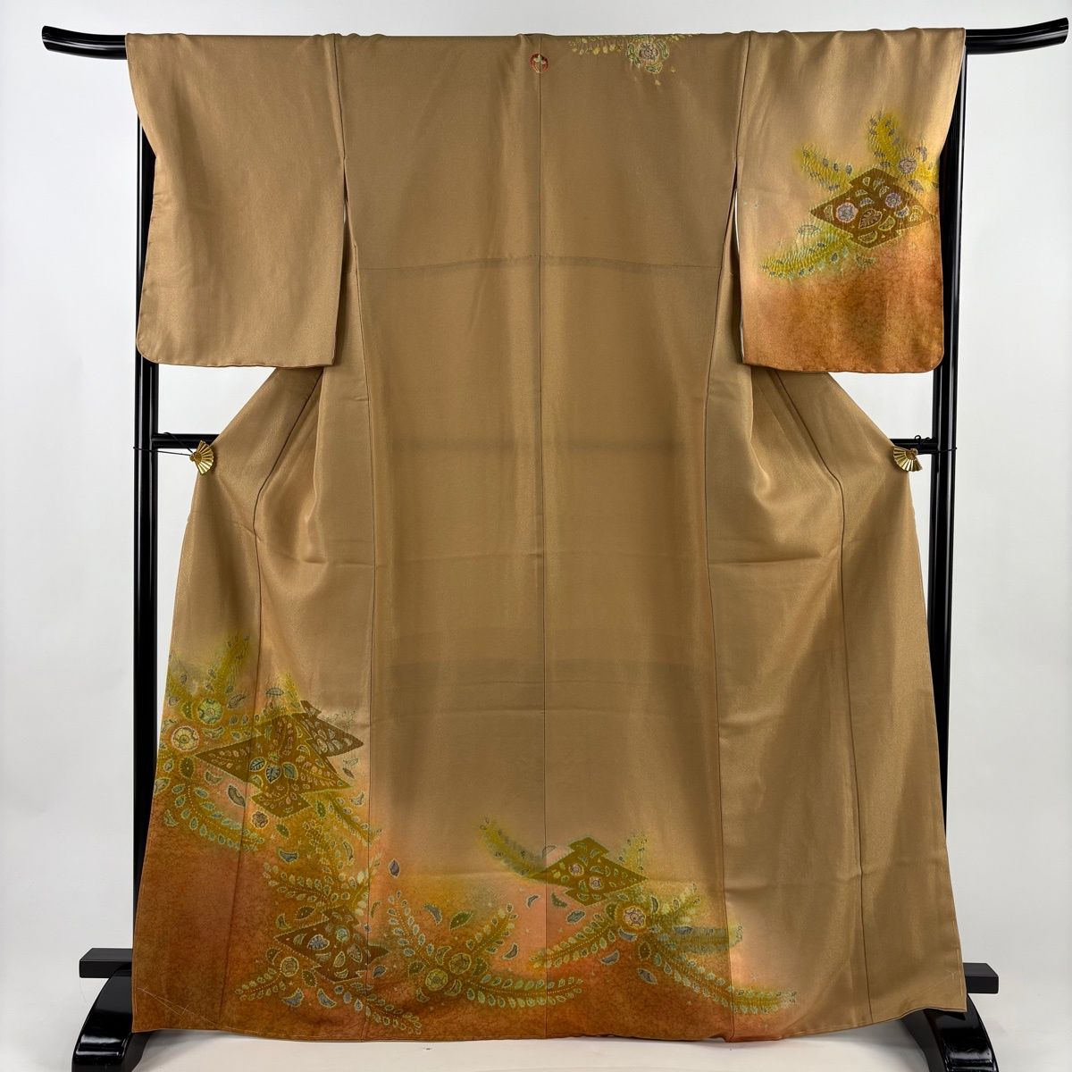 美品】 訪問着 身丈170cm 裄丈67.5cm L 袷 辻が花柄 松川菱 金通し