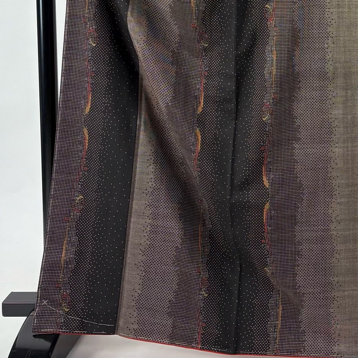 大島紬 身丈166.5 cm 裄丈65.5 M 袷 純泥染 証紙 幾何学模様 焦茶色 正絹 名品