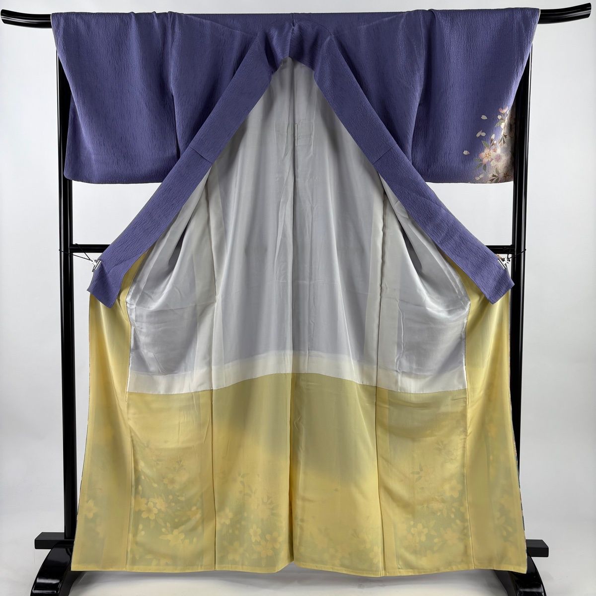  付下げ 身丈166 cm 裄丈69.5 L 袷 桜 箔 金彩 薄紫 正絹 名品 訪問着 付け下げ 着物