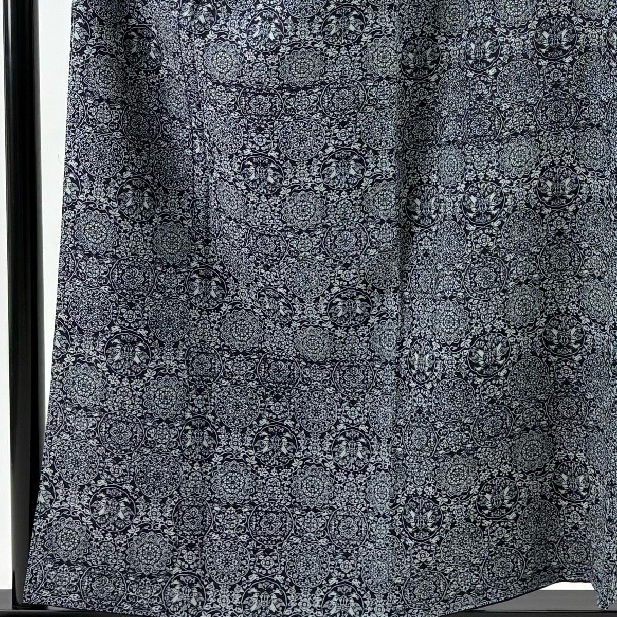 小紋 身丈157 cm 裄丈66 M 袷 向かい鳥 華文 藍色 正絹 名品