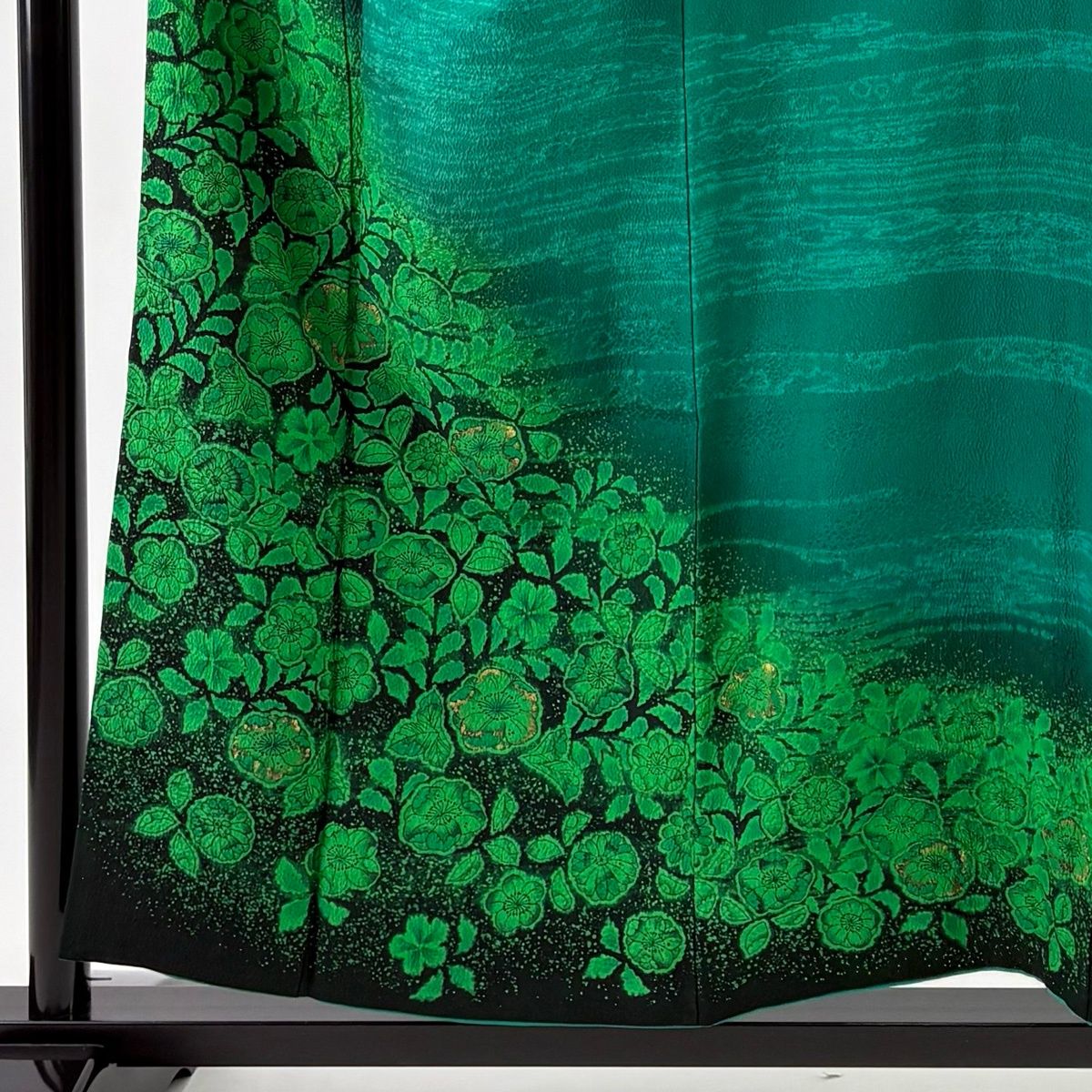 訪問着 身丈154.5 cm 裄丈65 M 袷 翠山工房 落款 辻が花 霞 金彩 ぼかし 緑 正絹 名品