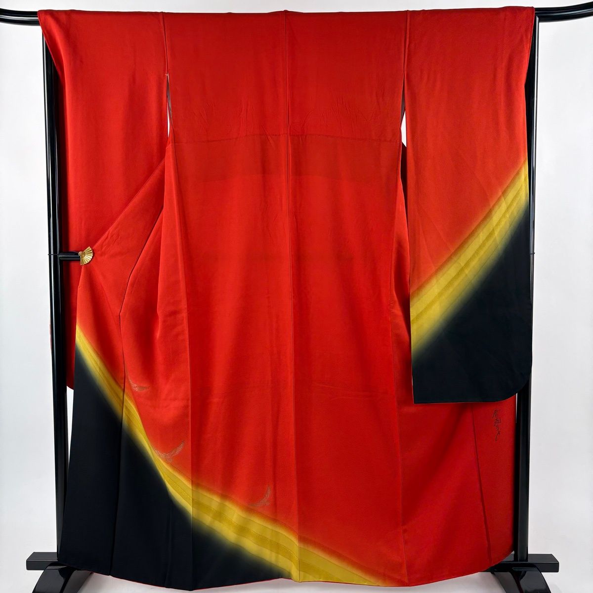 振袖 身丈162cm 裄丈67.5cm L 袷 斉藤三才 落款 三才鳥 幾何学模様