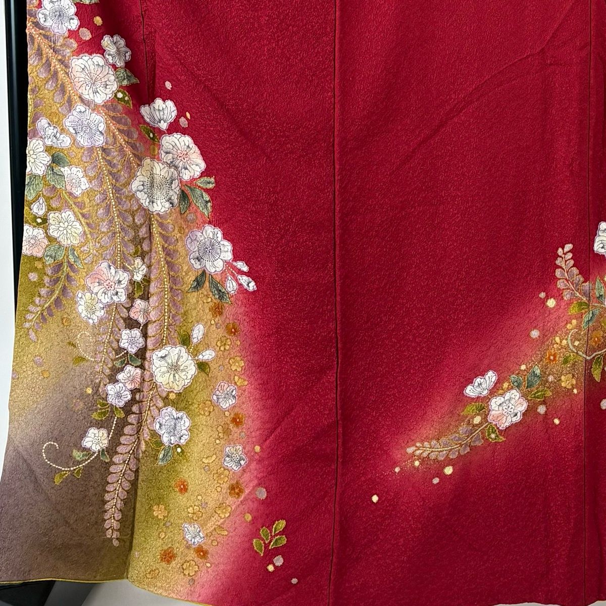 振袖 身丈164 cm 裄丈69.5 L 袷 辻が花柄 金彩 ぼかし 赤 正絹 名品